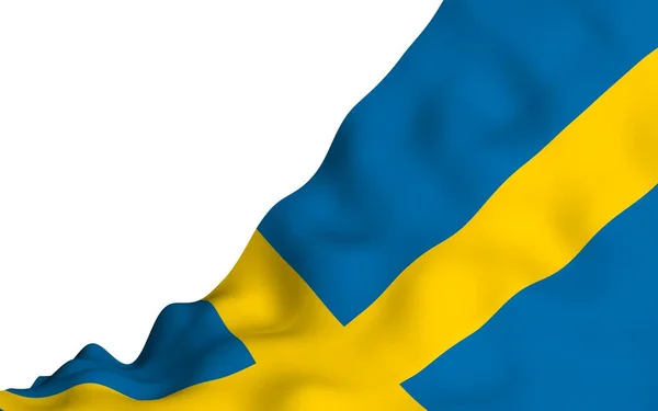 Bandiera Sweden Simbolo Ufficiale Del Regno Svezia Campo Blu Con — Foto Stock