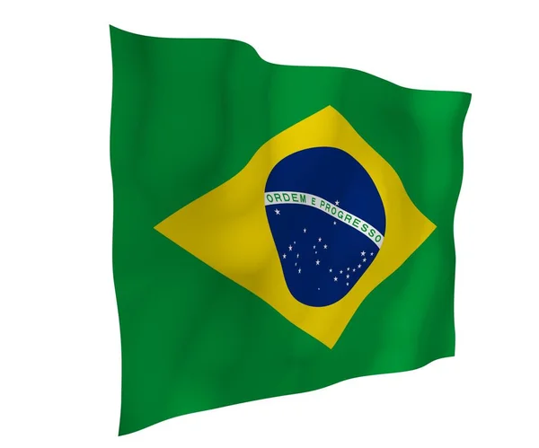 挥舞着巴西国旗 Ordem Progresso 秩序和进步 里约热内卢 状态符号 — 图库照片