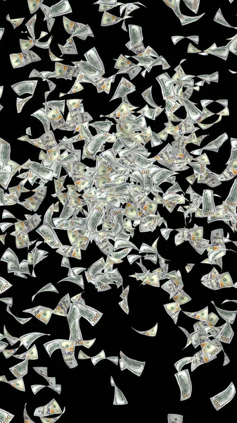Flygende Dollarsedler Isolert Mørk Bakgrunn Pengene Flyr Lufta 100 Amerikanske – stockfoto
