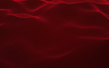 Kırmızı arka planda soyut manzara. Siber uzay şebekesi. merhaba teknoloji ağı. 3d illüstrasyon