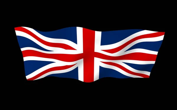 Κυματιστή Σημαία Της Μεγάλης Βρετανίας Σκοτεινό Φόντο Βρετανική Σημαία Ηνωμένο — Φωτογραφία Αρχείου