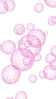 Ethereum ekonomik mali balonu. kripto para birimi 3d illüstrasyon. İş konsepti. Beyaz arka planda pembe kabarcıklar