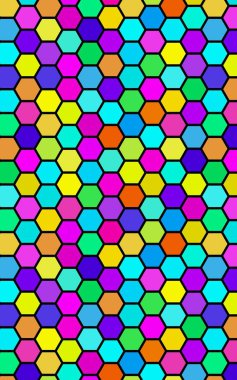 Petek çok renkli, çok renkli. Biyometrik geometri. 3d illüstrasyon