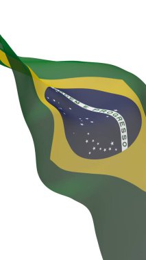 Brezilya bayrağı sallayarak. Ordem e Progresso. Sipariş ve ilerleme. Rio de Janeiro. Güney Amerika. Devlet sembolü. 3D çizim