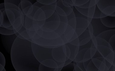 Soyut siyah arkaplan. Koyu şeffaf baloncuklu arkaplan. 3B illüstrasyon