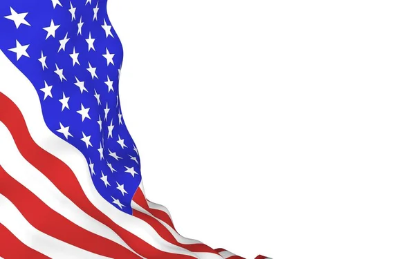アメリカの国旗を振っている 星とストライプ アメリカ合衆国の象徴 3Dイラスト — ストック写真
