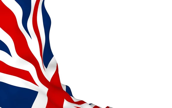 Büyük Britanya bayrağı sallayarak. İngiliz bayrağı. Birleşik Krallık of Büyük Britanya ve Kuzey İrlanda. İngiltere'de devlet sembolü. 3D çizim