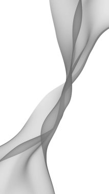 Soyut gri dalga. Raster hava desteği. Beyaz arka planda parlak gri kurdele. Gri eşarp. Soyut gri duman. 3B illüstrasyon