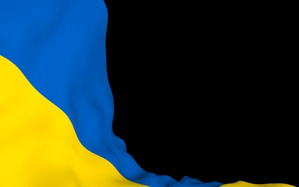 Flaga Ukrainy Ciemnym Tle Flaga Narodowa Chorągiewką Państwową Niebiesko Żółty — Zdjęcie stockowe