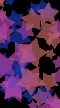 Koyu renkli yarı saydam yıldızlar. Dikey görüntü yönlendirmesi. 3d illüstrasyon