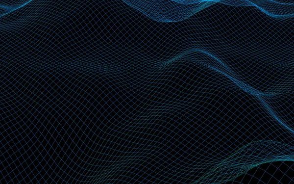 Paysage Abstrait Sur Fond Sombre Cyberspace Navy Blue Grid Salut — Photo
