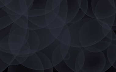 Soyut siyah arkaplan. Koyu şeffaf baloncuklu arkaplan. 3B illüstrasyon