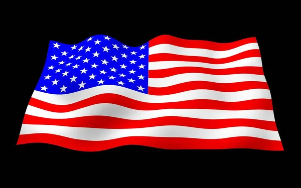 Flagge Der Vereinigten Staaten Von Amerika Auf Dunklem Hintergrund Schwenkend — Stockfoto