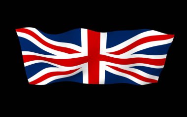Büyük Britanya bayrağını sallıyor. İngiliz bayrağı. Büyük Britanya ve Kuzey İrlanda Birleşik Krallığı. Birleşik Krallık 'ın sembolü. 3B illüstrasyon