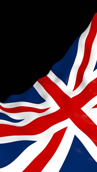 Ondeando Bandera Gran Bretaña Sobre Fondo Oscuro Bandera Británica Reino — Foto de Stock
