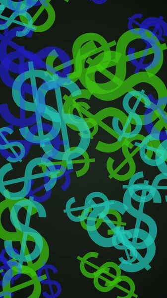 Многоцветные Полупрозрачные Долларовые Знаки Тёмном Фоне Зеленые Тона Иллюстрация — стоковое фото