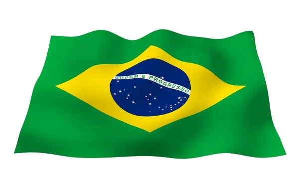 Wapperende Vlag Van Brazilië Ordem Progresso Orde Vooruitgang Rio Janeiro — Stockfoto