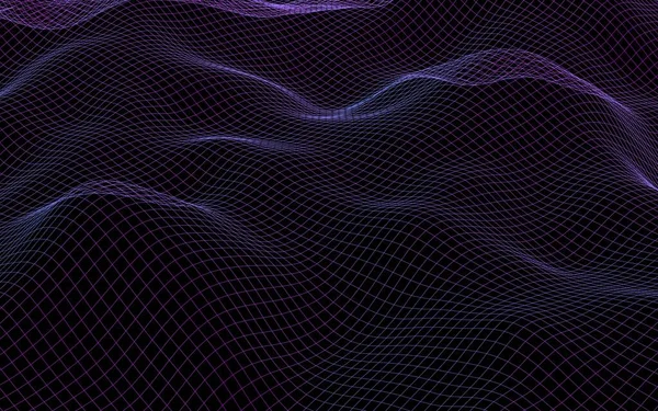 Abstract Landscape Dark Background Cyberspace Purple Grid Tech Network Illustration — Stock Photo, Image