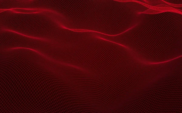 Paisaje Abstracto Sobre Fondo Rojo Red Ciberespacial Red Alta Tecnología —  Fotos de Stock