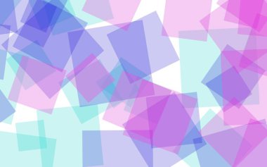 Beyaz arka plan üzerinde çok renkli yarı saydam kareler. Pembe tonları. 3d illüstrasyon