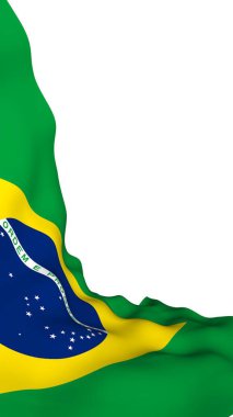 Brezilya bayrağı sallayarak. Ordem e Progresso. Sipariş ve ilerleme. Rio de Janeiro. Güney Amerika. Devlet sembolü. 3D çizim