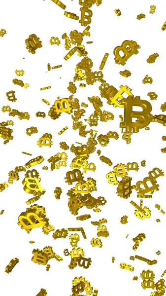Símbolo Moeda Digital Bitcoin Fundo Branco Queda Bitcoin Gráfico Criptomoeda — Fotografia de Stock