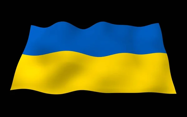 Flaga Ukrainy Ciemnym Tle Flaga Narodowa Chorągiewką Państwową Niebiesko Żółty — Zdjęcie stockowe