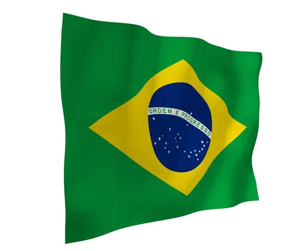 Ondeando Bandera Brasil Ordem Progresso Orden Progreso Río Janeiro Sudamérica — Foto de Stock