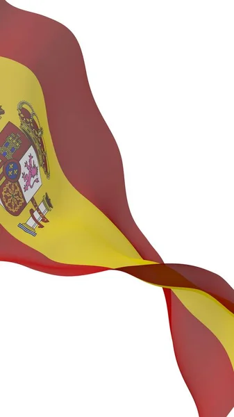 The flag of Spain. Official state symbol of the Kingdom of Spain. Concept: web, sports pages, language courses, travelling, design elements. 3d illustration