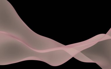 Soyut dalga. Eşarp. Siyah arka plan üzerinde parlak şerit. Soyut duman. Raster hava arka planı. 3d illüstrasyon