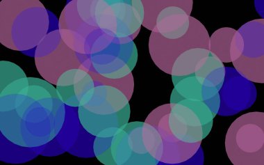 Koyu bir arka plan üzerinde çok renkli yarı saydam daireler. Pembe tonları. 3d illüstrasyon