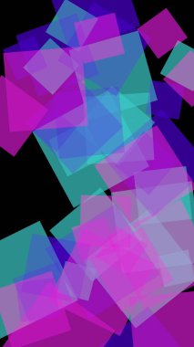 Koyu arkaplanda çok renkli yarı şeffaf altıgenler. Dikey görüntü yönlendirmesi. 3B illüstrasyon