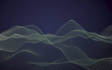 Soyut manzara arka plan. Siber uzay mor ızgarası. merhaba teknoloji ağı. 3d illüstrasyon