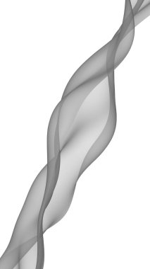 Soyut gri dalga. Raster hava desteği. Beyaz arka planda parlak gri kurdele. Gri eşarp. Soyut gri duman. 3B illüstrasyon