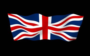 Büyük Britanya bayrağını sallıyor. İngiliz bayrağı. Büyük Britanya ve Kuzey İrlanda Birleşik Krallığı. Birleşik Krallık 'ın sembolü. 3B illüstrasyon