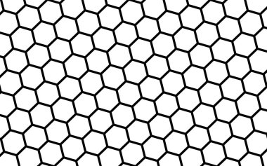 Beyaz arka planda siyah bal peteği. Çokgenin perspektif görüntüsü bal peteğine benziyor. İzometrik geometri. 3B illüstrasyon