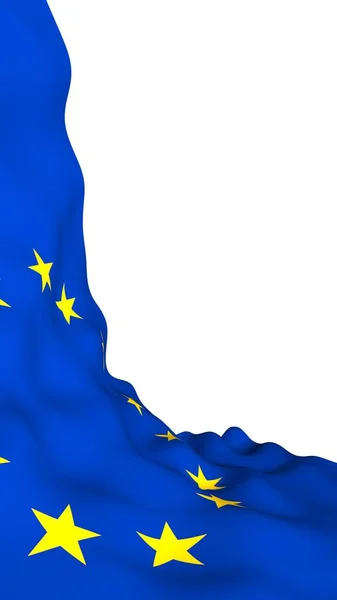 Bandiera Leggermente Sventolante Dell Unione Europea Isolata Sfondo Bianco Rendering — Foto Stock