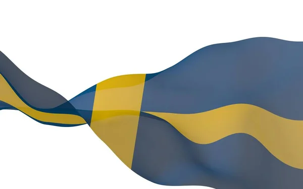 Bandiera Sweden Simbolo Ufficiale Del Regno Svezia Campo Blu Con — Foto Stock