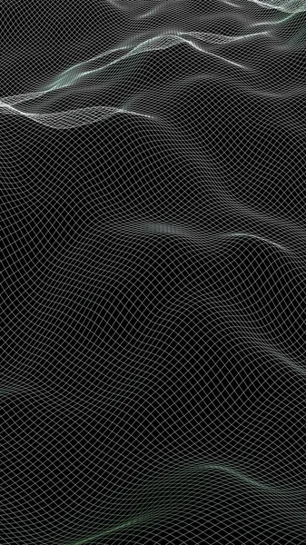 Contexte Abstrait Paysage Grille Verte Cyberespace Salut Réseau Technologique Illustration — Photo