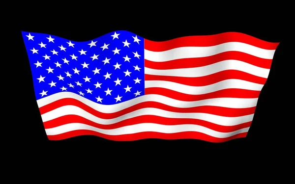 Flagge Der Vereinigten Staaten Von Amerika Auf Dunklem Hintergrund Schwenkend — Stockfoto