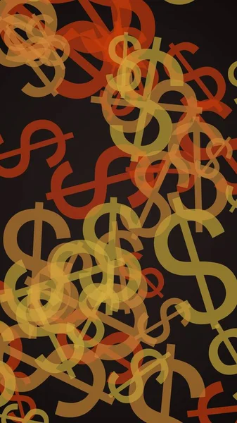 Flerfärgade Genomskinliga Dollartecken Mörk Bakgrund Apelsintoner Illustration — Stockfoto