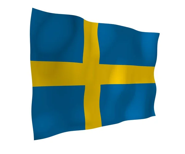 Flag Sweden Official State Symbol Kingdom Sweden Blue Field Yellow — Stock Photo, Image