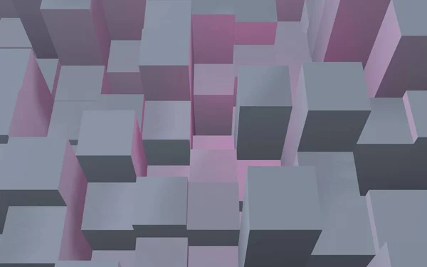 Fondo Geométrico Abstracto Gris Rosado Elegante Cubo Barras Rectangulares Caóticamente — Foto de Stock