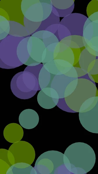 Multicolored Translucent Circles Dark Background Green Tones Illustration — Stock Photo, Image