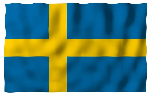 Flag Sweden Official State Symbol Kingdom Sweden Blue Field Yellow — Stock Photo, Image