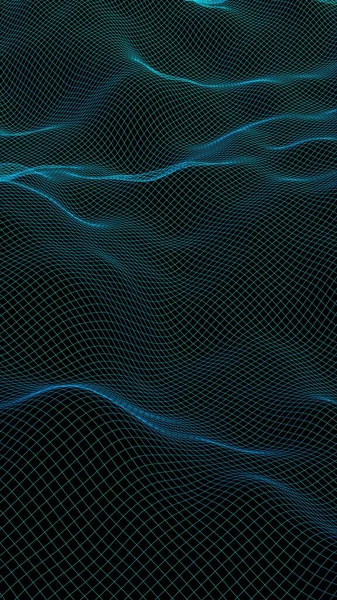 Абстрактный Пейзаж Тёмном Фоне Синяя Сетка Вмф Tech Сеть Иллюстрация — стоковое фото