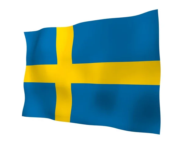 Flag Sweden Official State Symbol Kingdom Sweden Blue Field Yellow — Stock Photo, Image