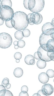 Ethereum ekonomik mali balonu. kripto para birimi 3d illüstrasyon. İş konsepti. Beyaz arka planda mavi kabarcıklar