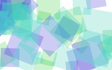 Beyaz arka plan üzerinde çok renkli yarı saydam kareler. Yeşil tonları. 3d illüstrasyon