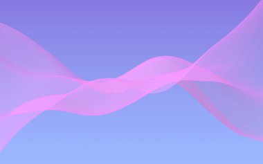 Mavi gökyüzü soyut arka plan pembe dalga. Çırpınan pembe atkı. Rüzgar pembesi kumaşa el sallıyor. 3d illüstrasyon